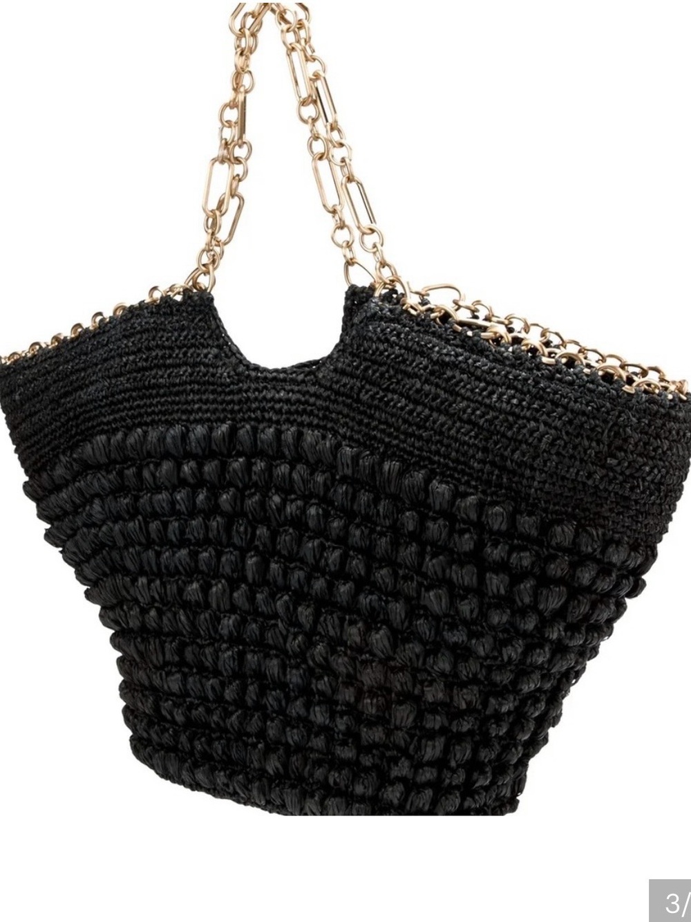 cult gaia Black Woven Tote with Gold Chain Straps - Picture 3 of 5